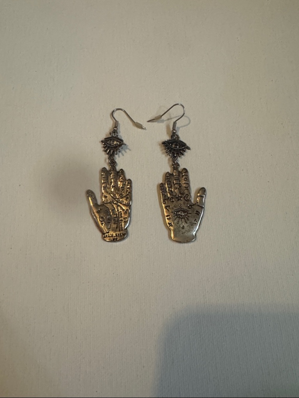 Silver-Tone Hand & Eye Dangle Earrings - Women's Jewelry